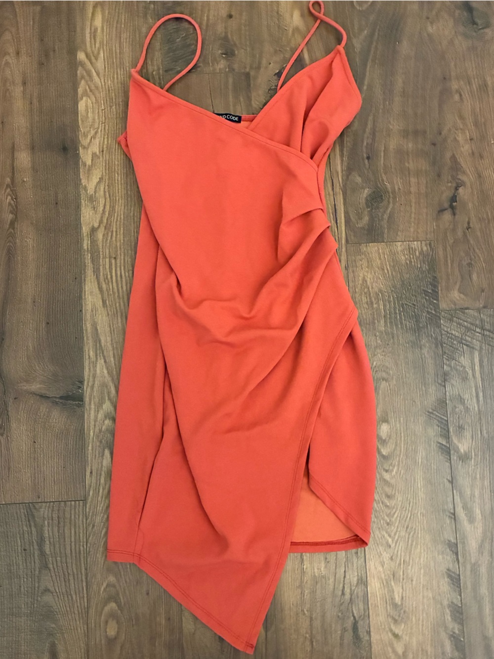 Mind Code Coral Asymmetric Bodycon Mini Dress - Size L